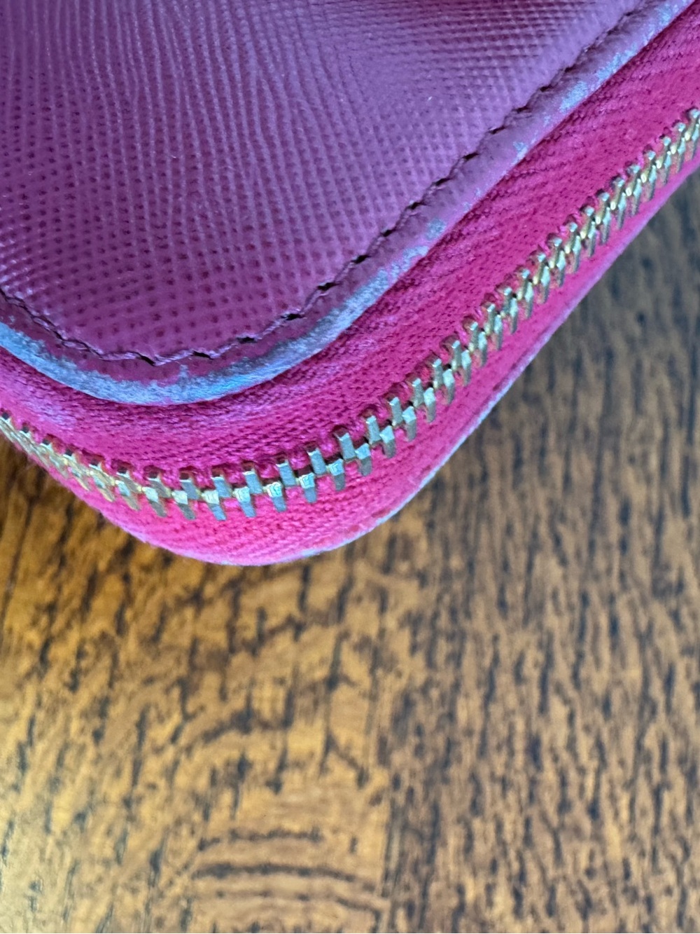 Prada Pink Saffiano Leather Fiocco Bow Zip Around Wallet - Picture 11 of 12